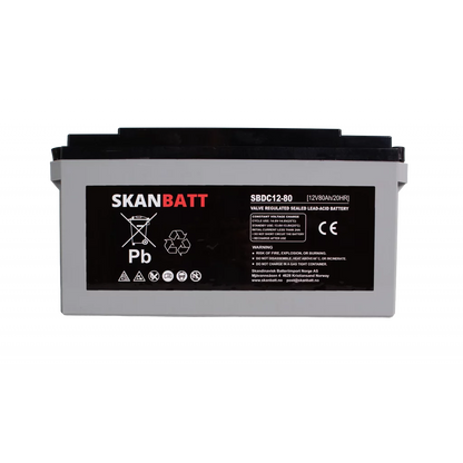 SKANBATT AGM Deep Cycle Batteri 12V 80AH C20 (350x167x182mm) +venstre