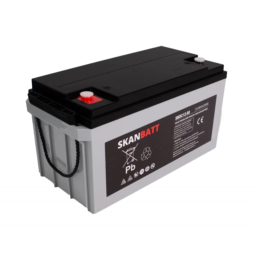 SKANBATT AGM Deep Cycle Batteri 12V 80AH C20 (350x167x182mm) +venstre