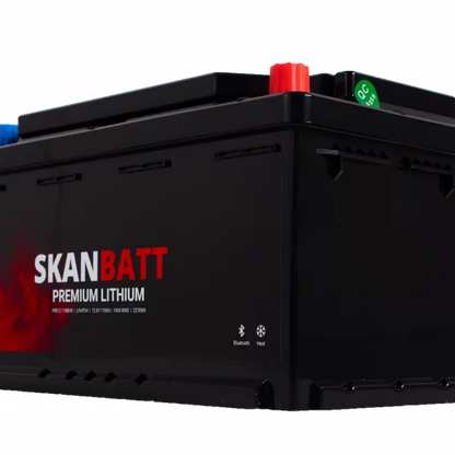 SKANBATT Premium Lithium - 12V 178Ah 160A BMS - 354x176x187mm - Bluetooth - Heat - 8 Års garanti