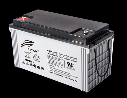 RITAR High Rate AGM Batteri 12V 120AH (407x177x225mm) M8 - Image 1