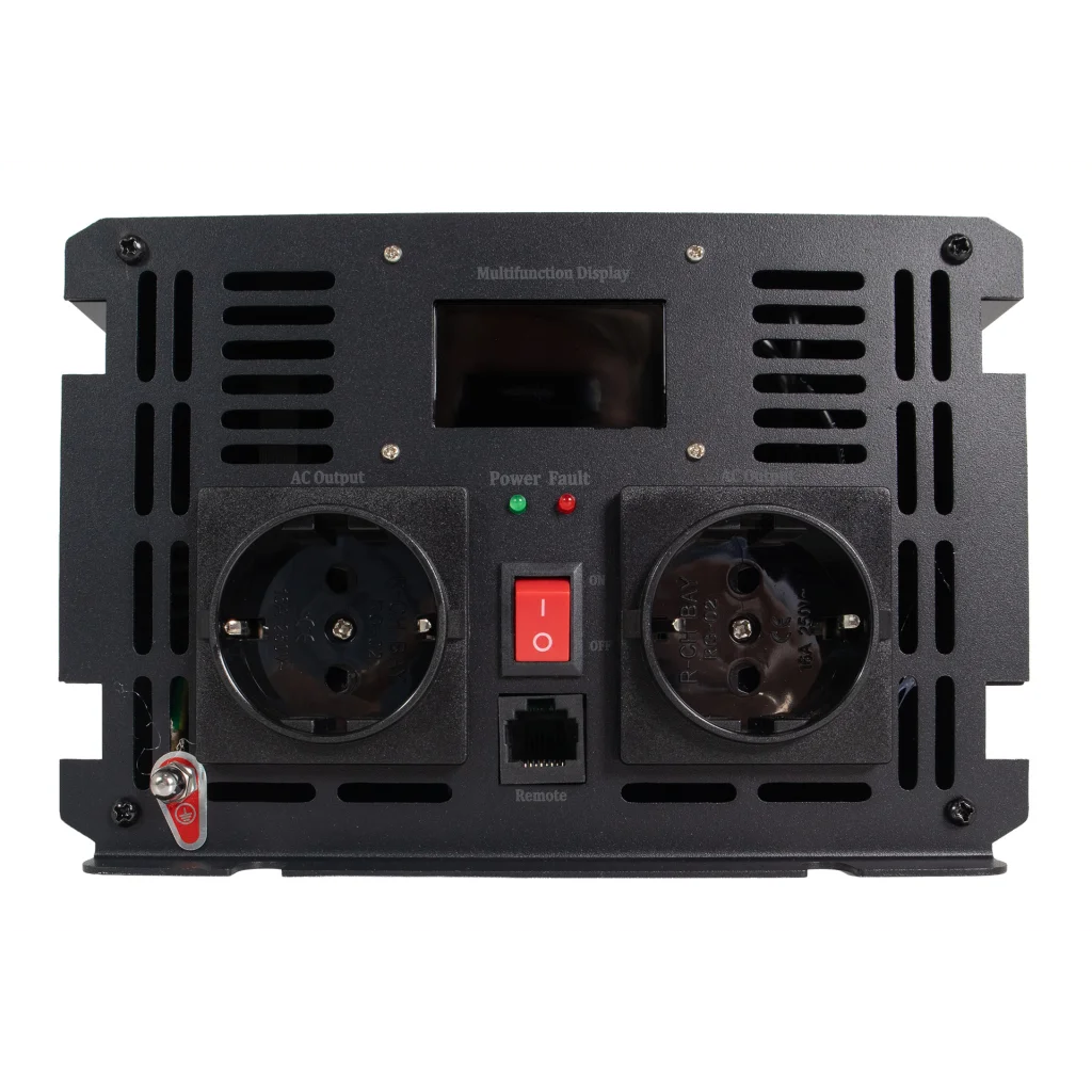SKANBATT Inverter 12V 2000W Ren Sinus med Nettprioritering og Trådløs Fjernkontroll 415x165x120mm