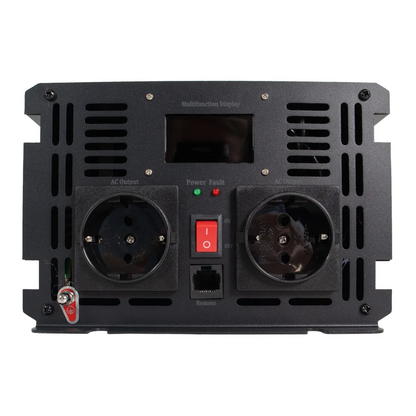 SKANBATT Inverter 12V 2000W Ren Sinus med Nettprioritering og Trådløs Fjernkontroll 415x165x120mm