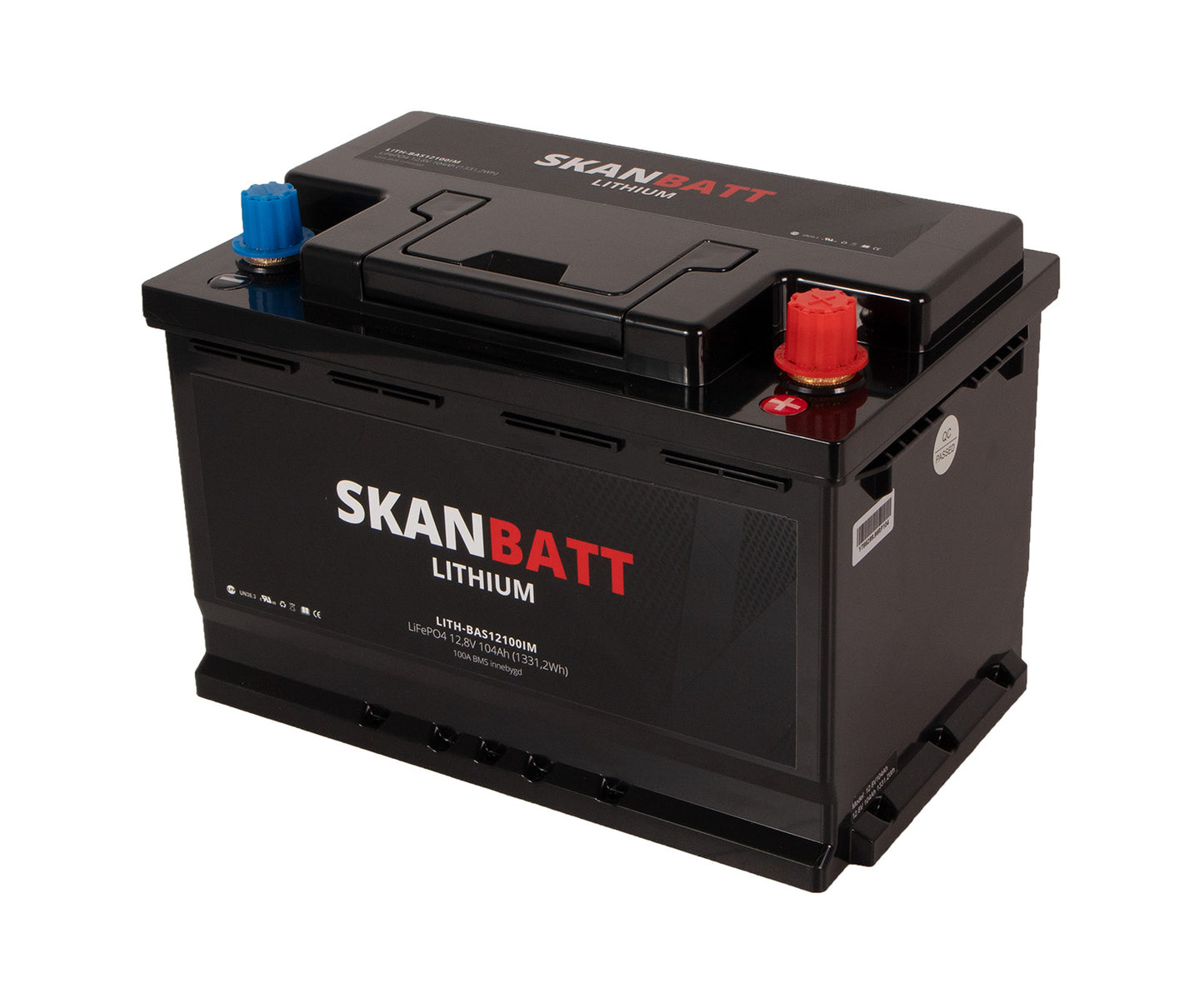 Skanbatt Lithium Batteri 12V 104Ah 100A Bms (279X175X190Mm)