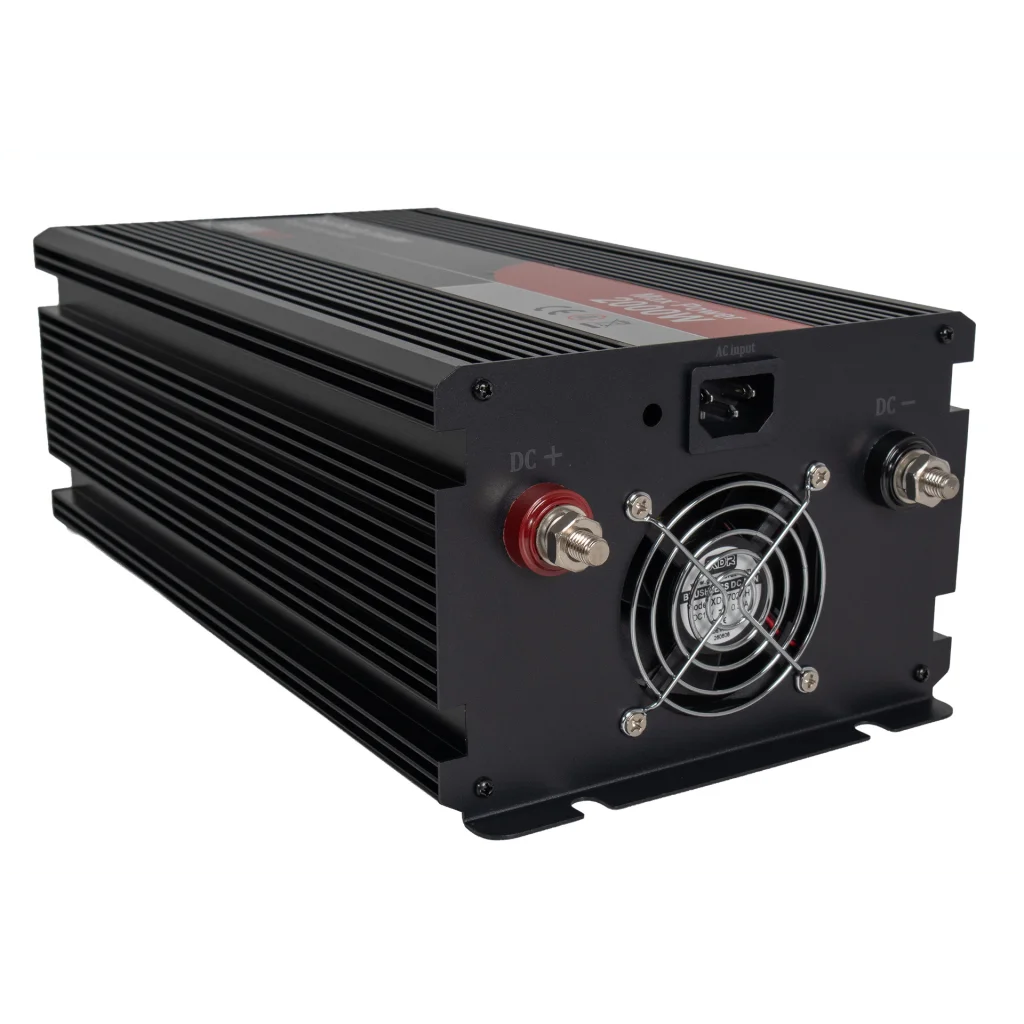 SKANBATT Inverter 12V 2000W Ren Sinus med Nettprioritering og Trådløs Fjernkontroll 415x165x120mm