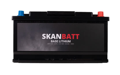 SKANBATT Base Lithium - 12V 100Ah 100A BMS - 352x174x190mm - 3 Års garanti - Bobil label detail