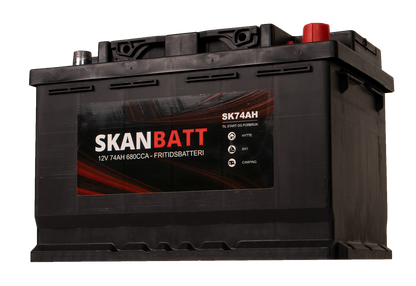 Skanbatt Fritidsbatteri 12V 74Ah 680Cca +Høyre shown in angle view