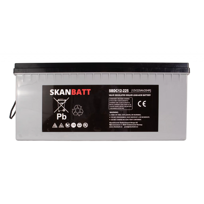SKANBATT AGM Deep Cycle Batteri 12V 225AH C10 (522x240x219mm) +høyre