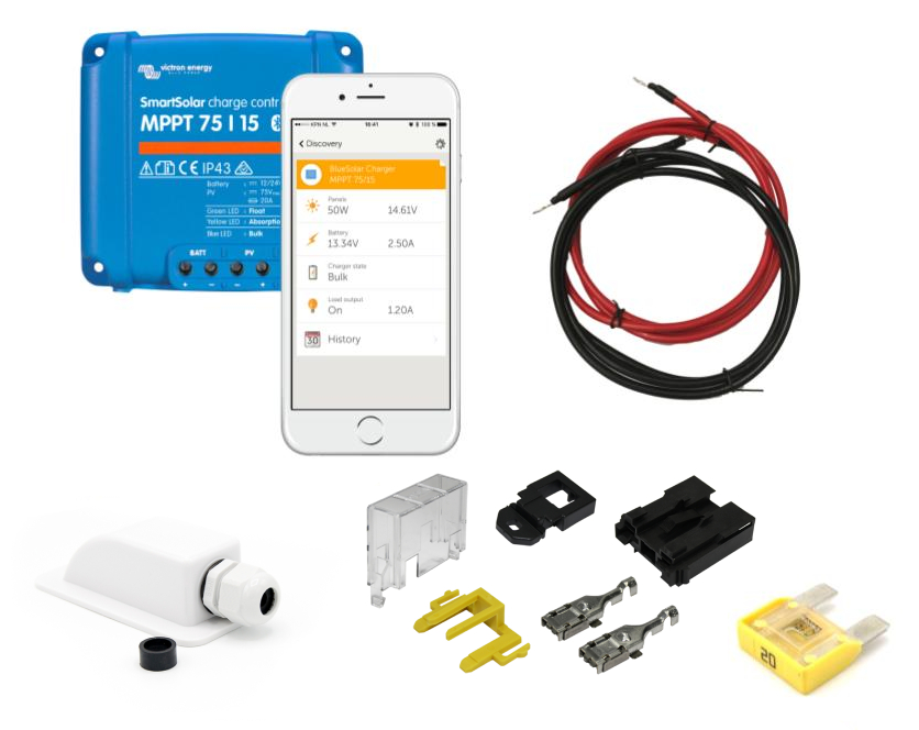 SKANBATT Kabelkit med Victron BT MPPT till solpaneler