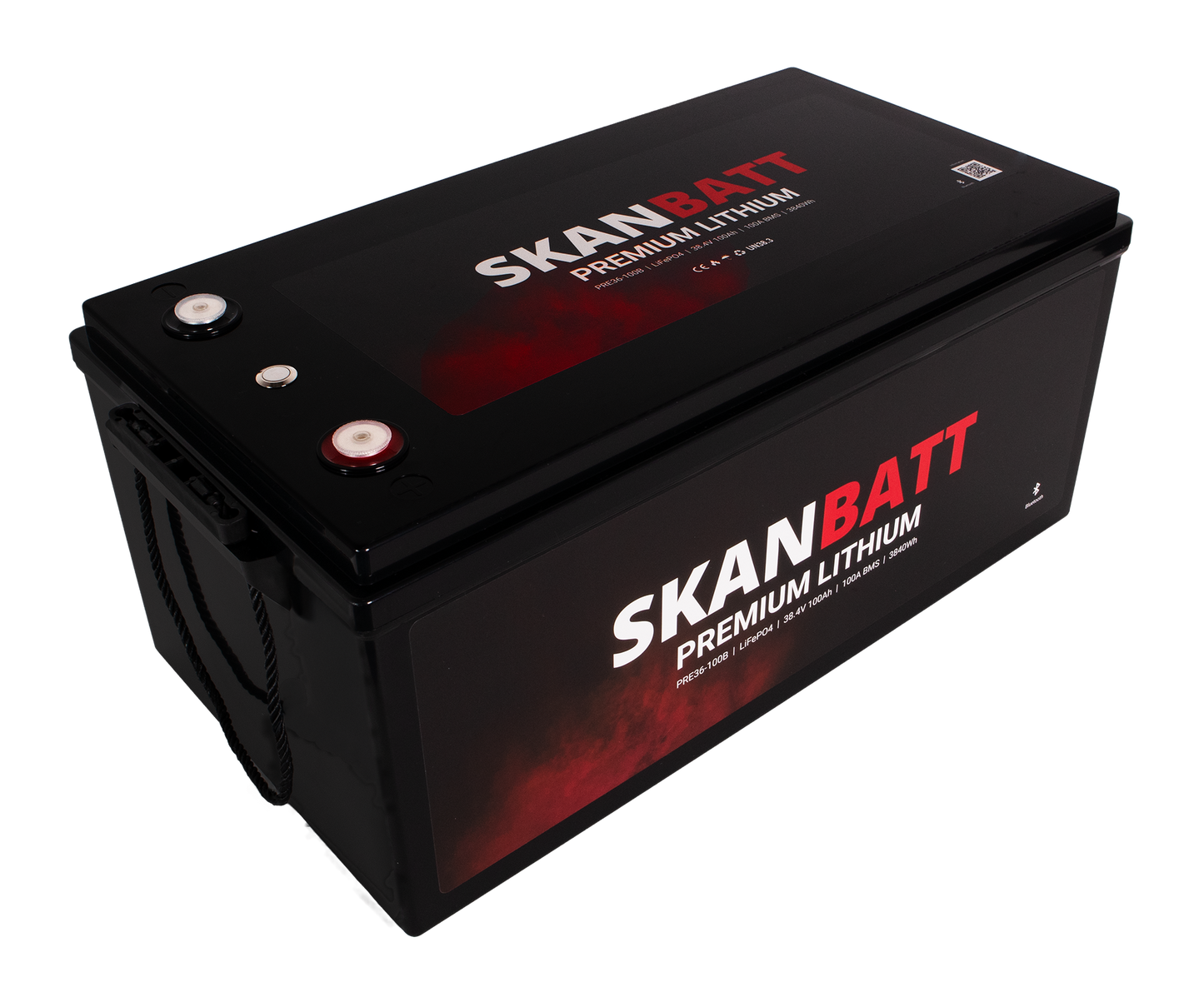 SKANBATT Premium Lithium - 36V 100Ah 100A BMS - 522x268x218mm - Bluetooth - 8 Års garanti