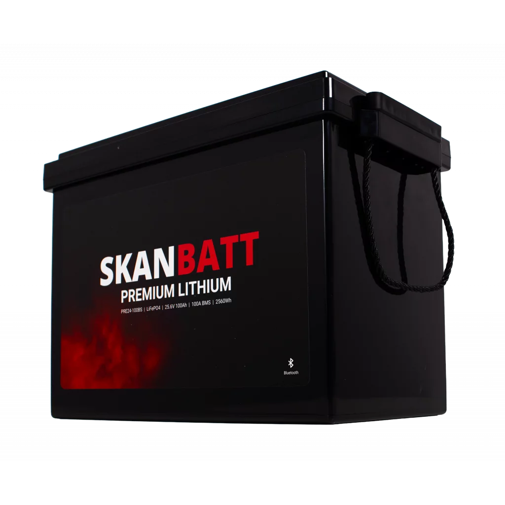 Produktbilde 5 av SKANBATT Premium Lithium - 24V 100Ah 100A BMS - 384x204x268mm - Bluetooth - 8 Års garanti