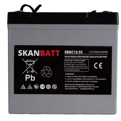 Ritar Agm Deep Cycle Batteri 12V 55Ah (229X138X216Mm) +Venstre