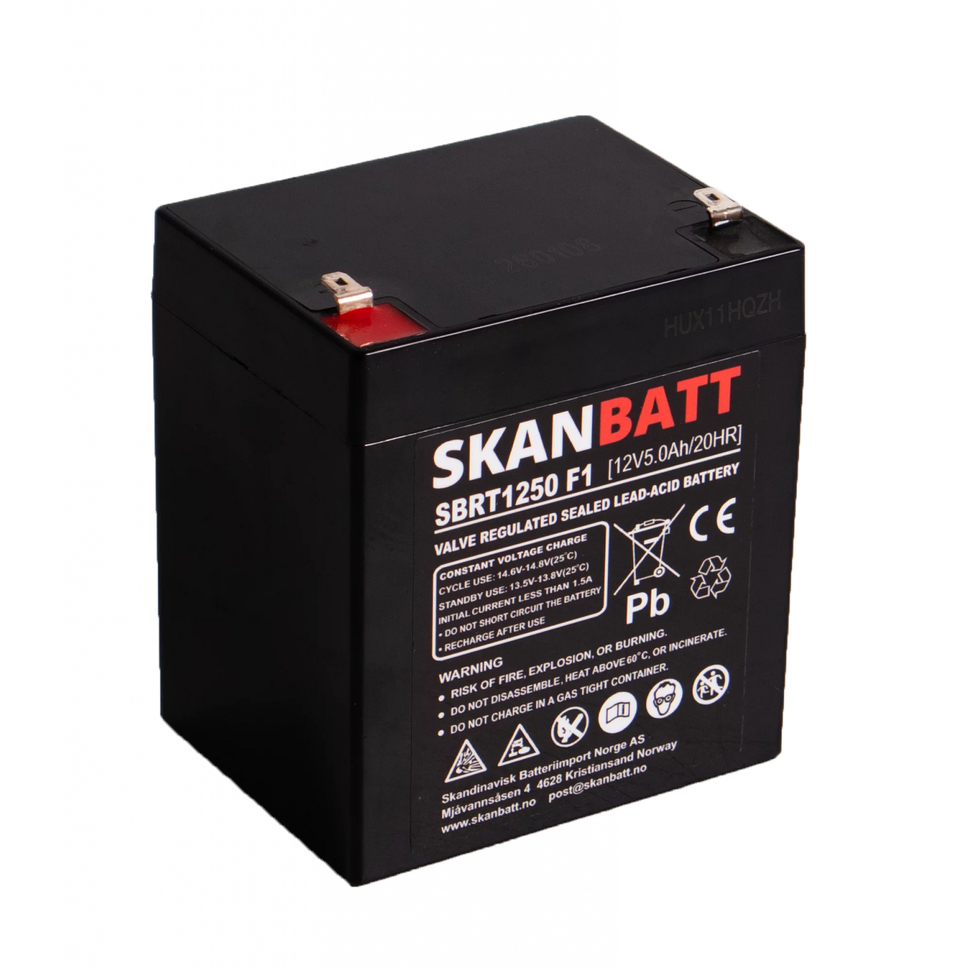 SKANBATT AGM Batteri 12V 5AH (90x70x101mm) F1