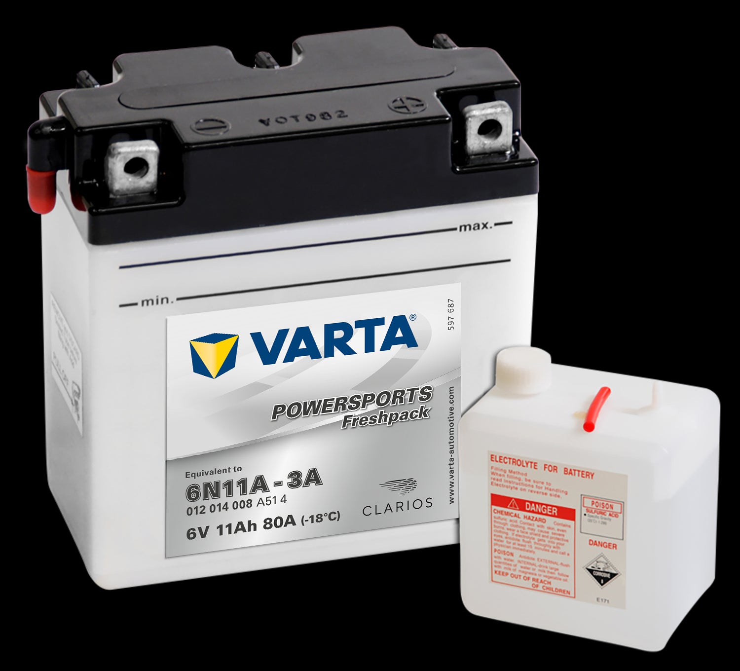 VARTA MC Batteri 6V 12AH 80CCA (122x61x135mm) +høyre 6N11A-3A (011014) - Image 1