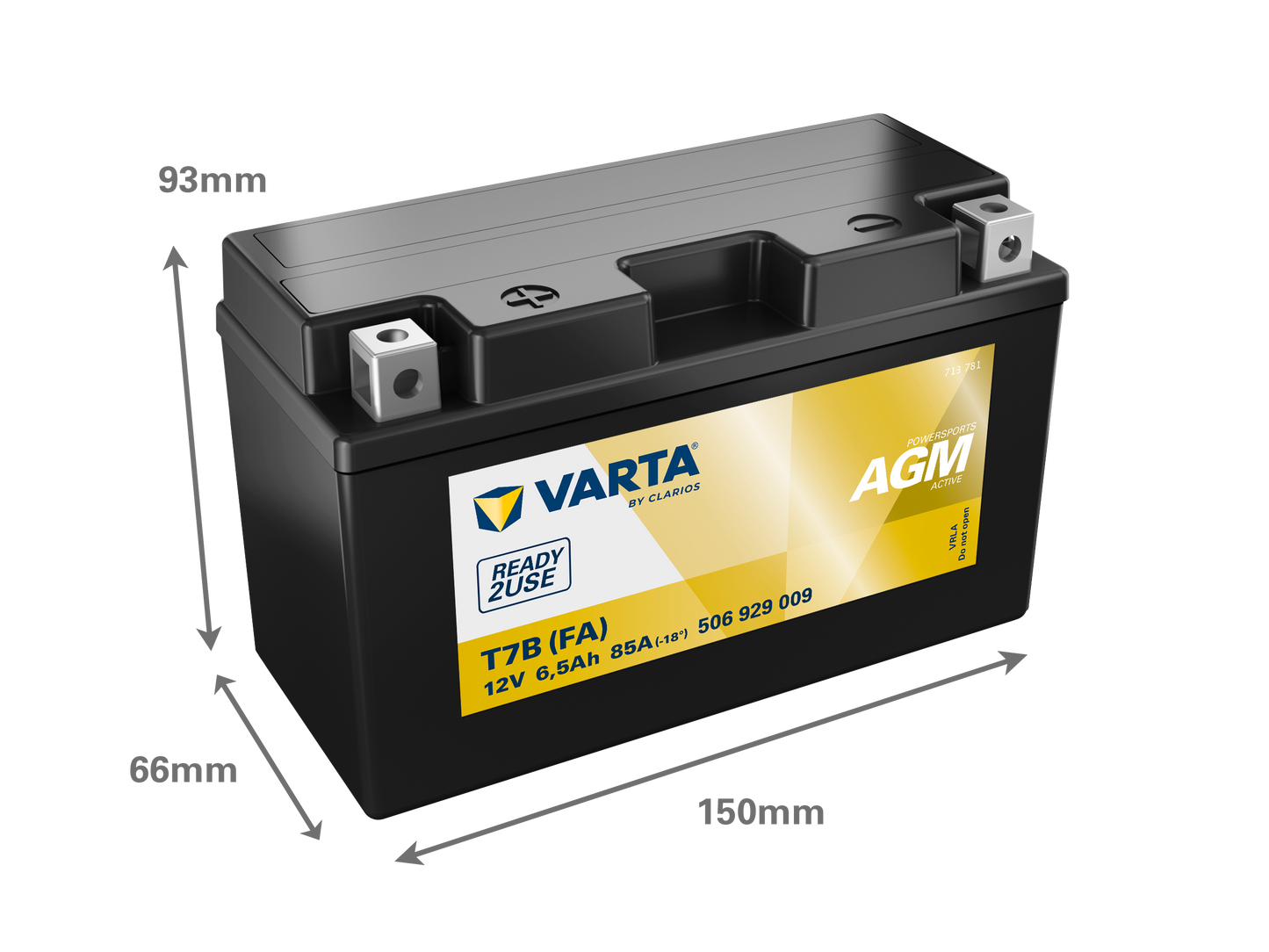 VARTA AGM MC Batteri 12V 6,5AH 85CCA (150x66x93mm) +vänster T7B (FA)