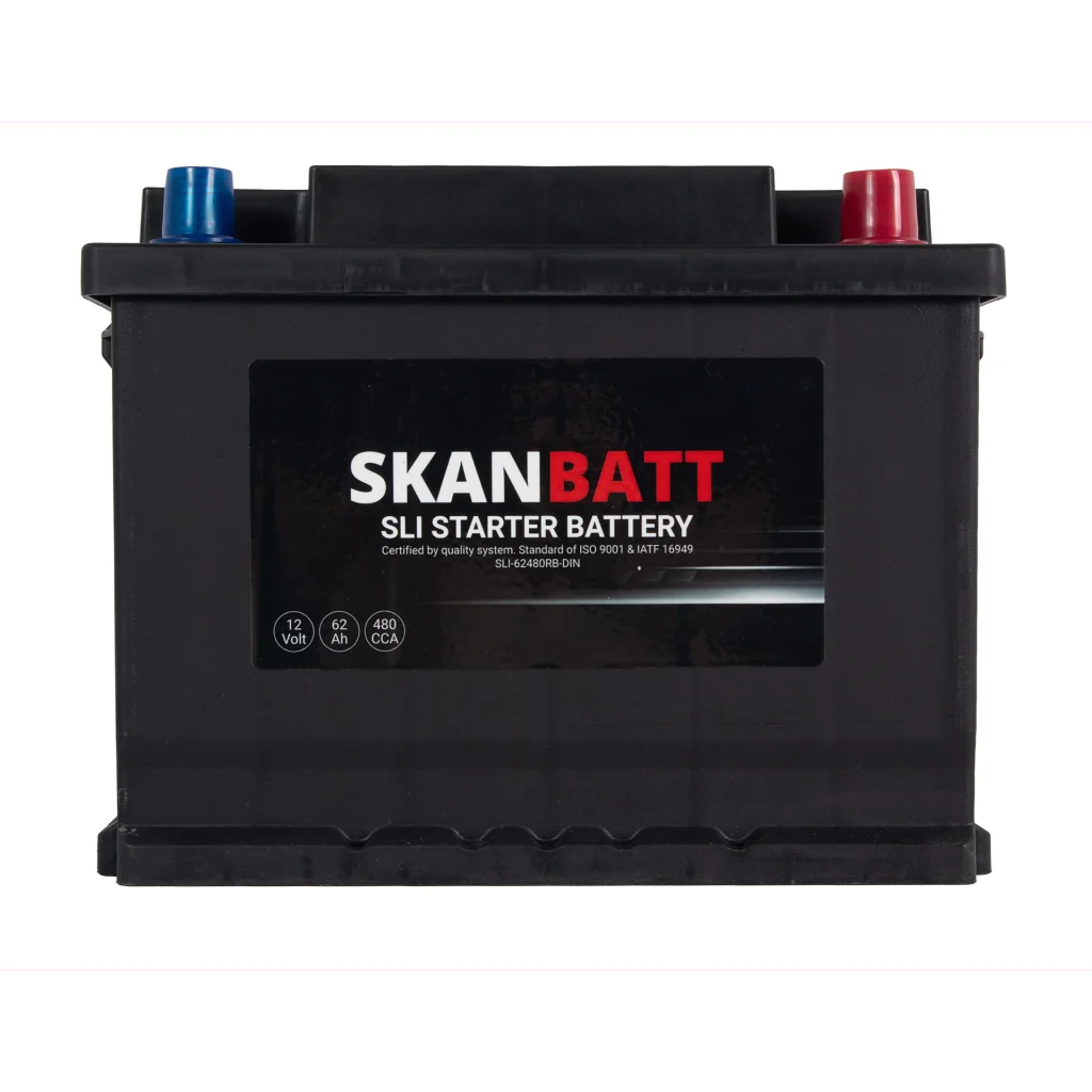 SKANBATT SLI Startbatteri 12V 62AH 480CCA (242x175x190mm) +R