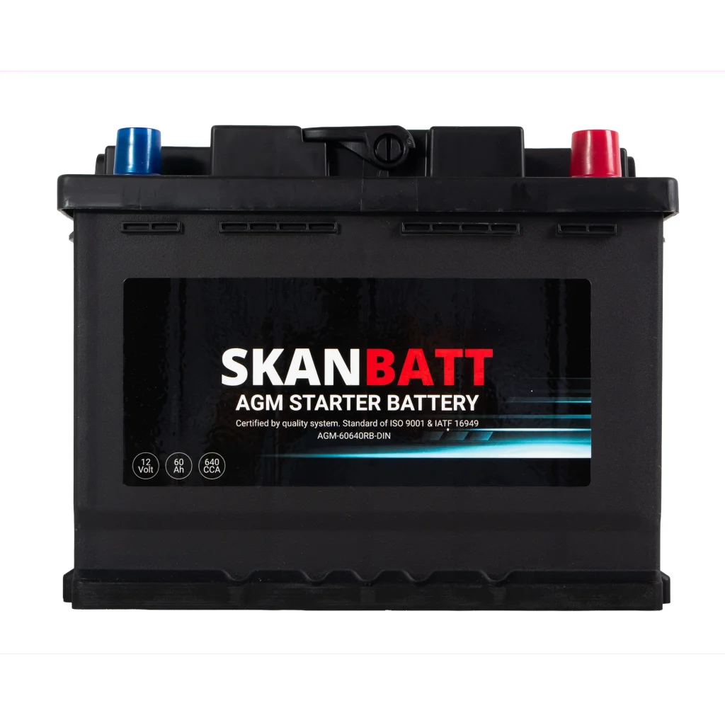 SKANBATT AGM Startbatteri 12V 60AH 640CCA (242x175x190mm) +R