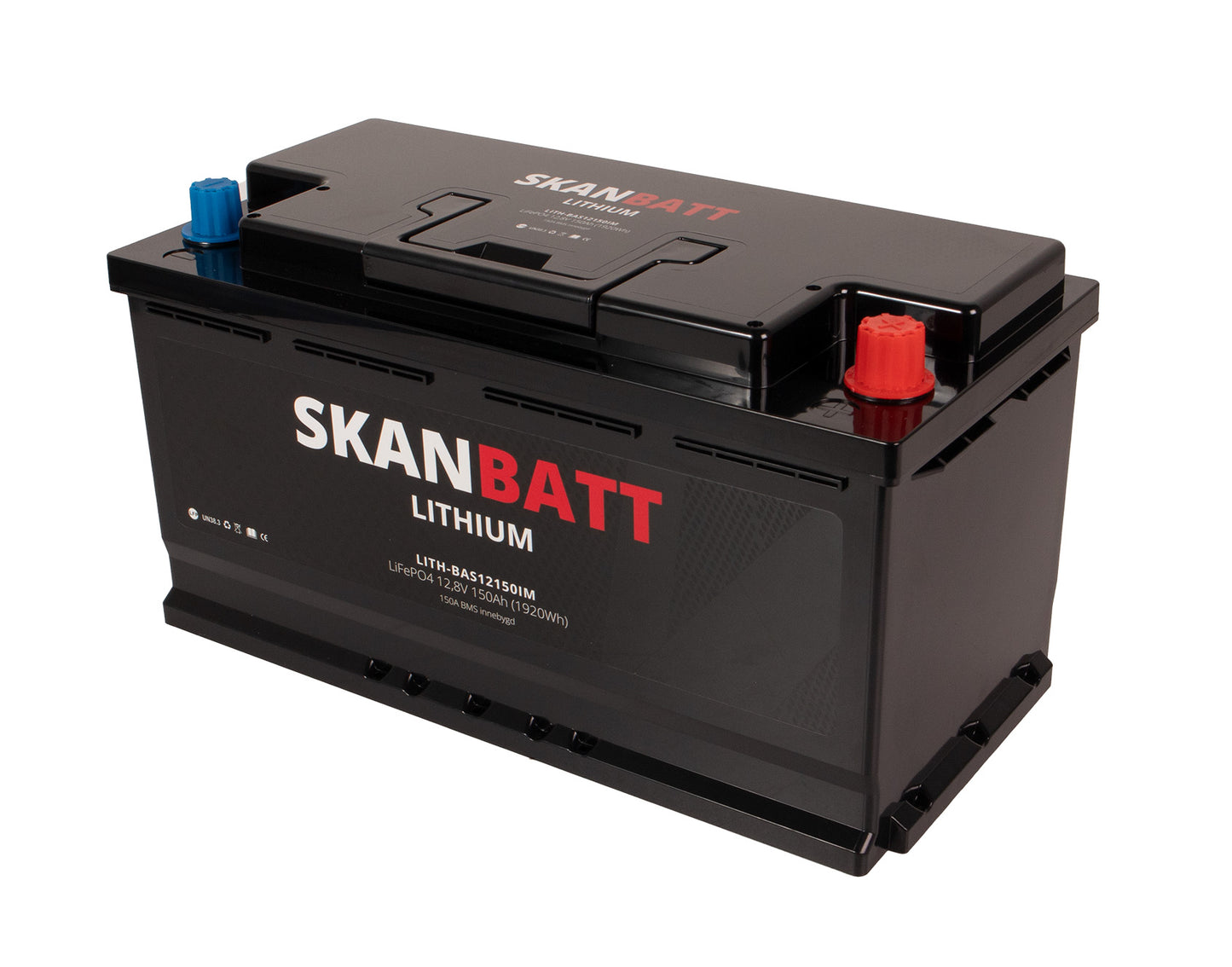 Skanbatt Lithium Batteri 12V 150Ah 150A Bms (352X174X190Mm)
