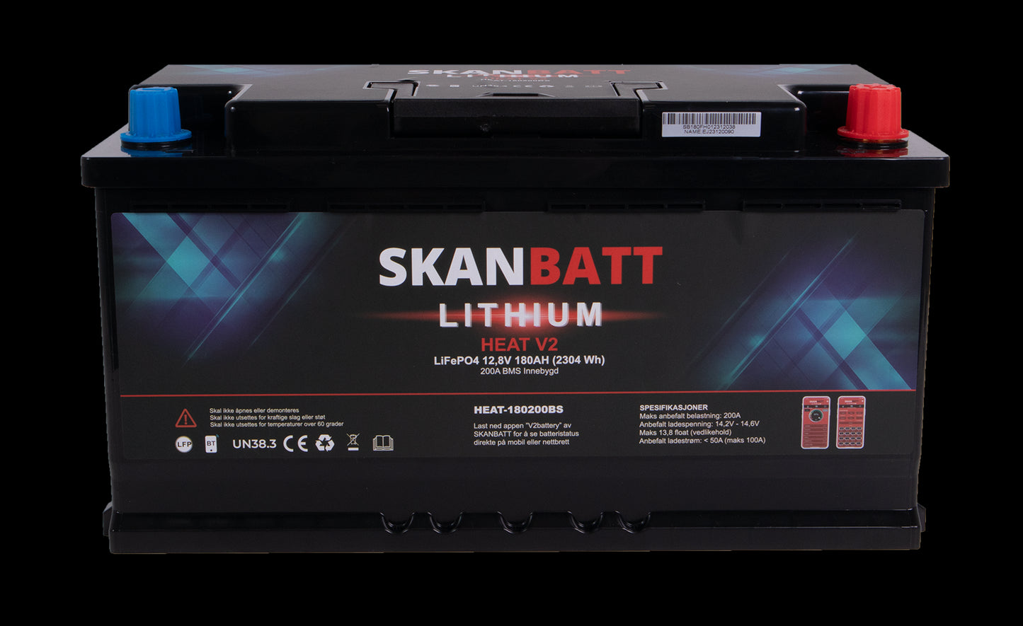 SKANBATT V2 Lithium HEAT Batteri 12V 180AH 150A BMS - Bobil - Bluetooth - Image 3
