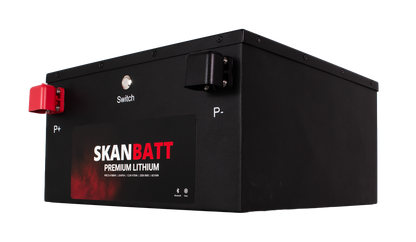 SKANBATT Premium Lithium - 12V 470Ah 200A BMS - 360x350x190mm - Bluetooth - Heat - 8 Års garanti - "Under setet" modell