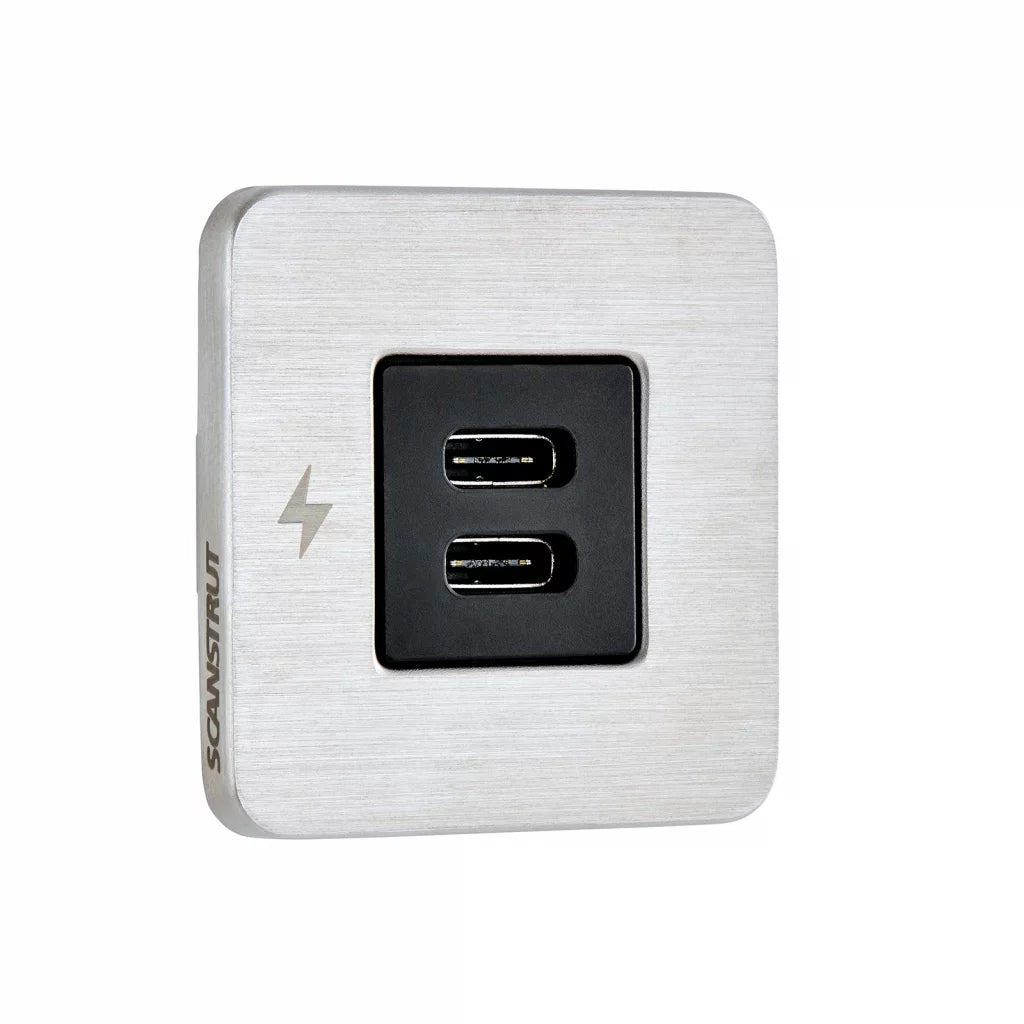 Scanstrut Tile Dual USB-C 12V/24V Børstet Stål shown in product view
