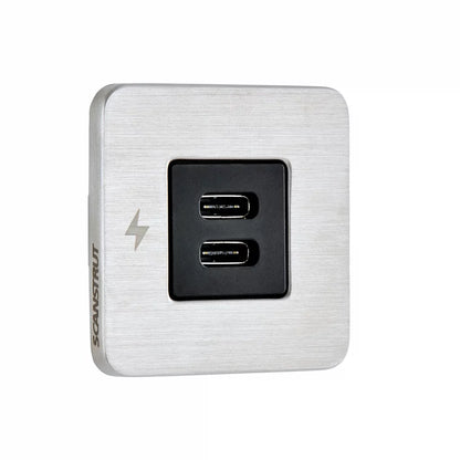 Scanstrut Tile Dual USB-C 12V/24V Børstet Stål shown in product view