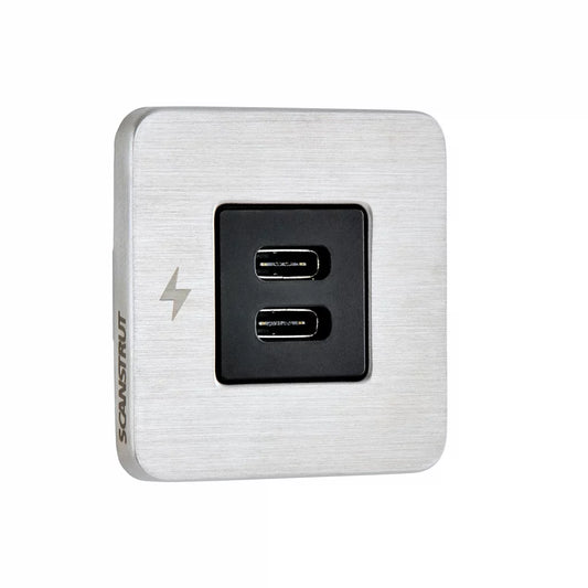 Scanstrut Tile Dual USB-C 12V/24V Børstet Stål shown in product view