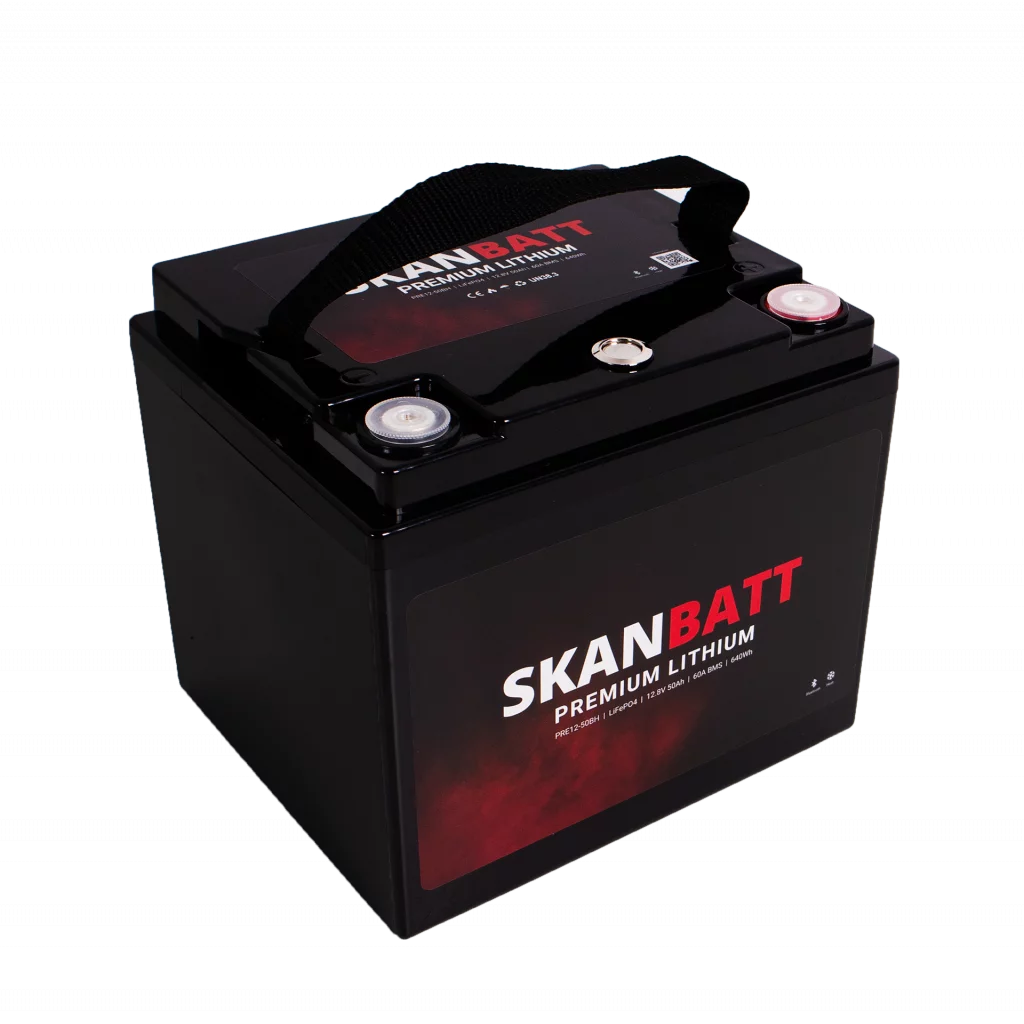 Produktbilde 3 av SKANBATT Premium Lithium - 12V 50Ah 60A BMS - 196x168x175mm - Bluetooth - Heat - 8 Års garanti