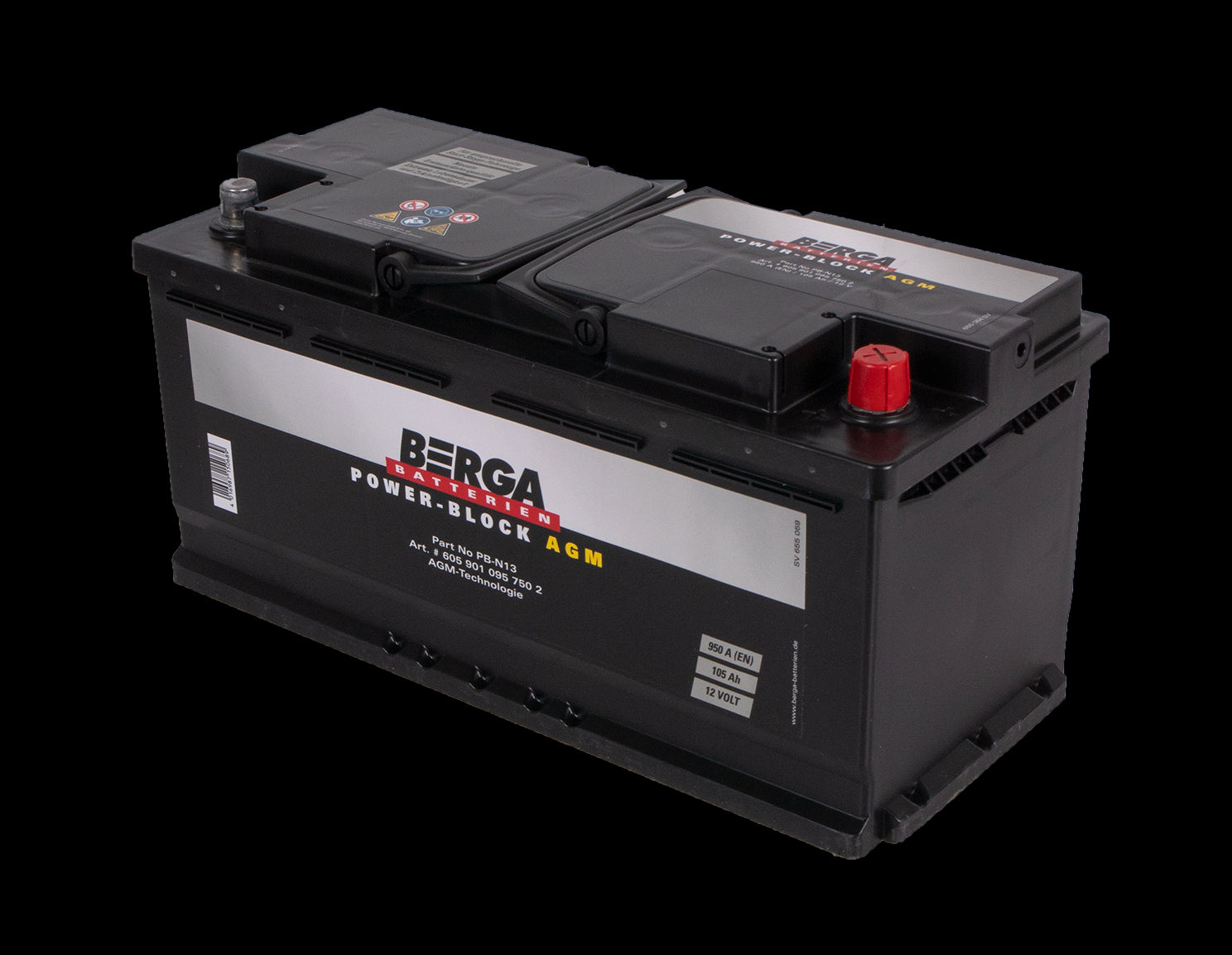BERGA Power Block AGM 12V 105AH 950CCA (394/175/190mm) - Image 3