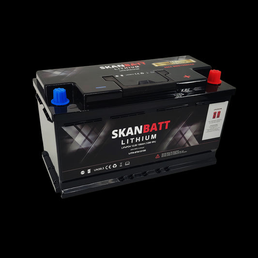 SKANBATT Lithium Start- og forbruksbatteri 12V 100Ah 1500CA - Bluetooth - Image 1