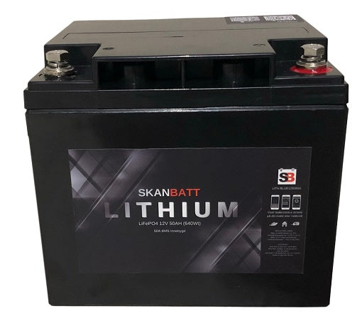 SKANBATT Bluetooth Lithium Batteri 12V 50AH 50A BMS - Image 1