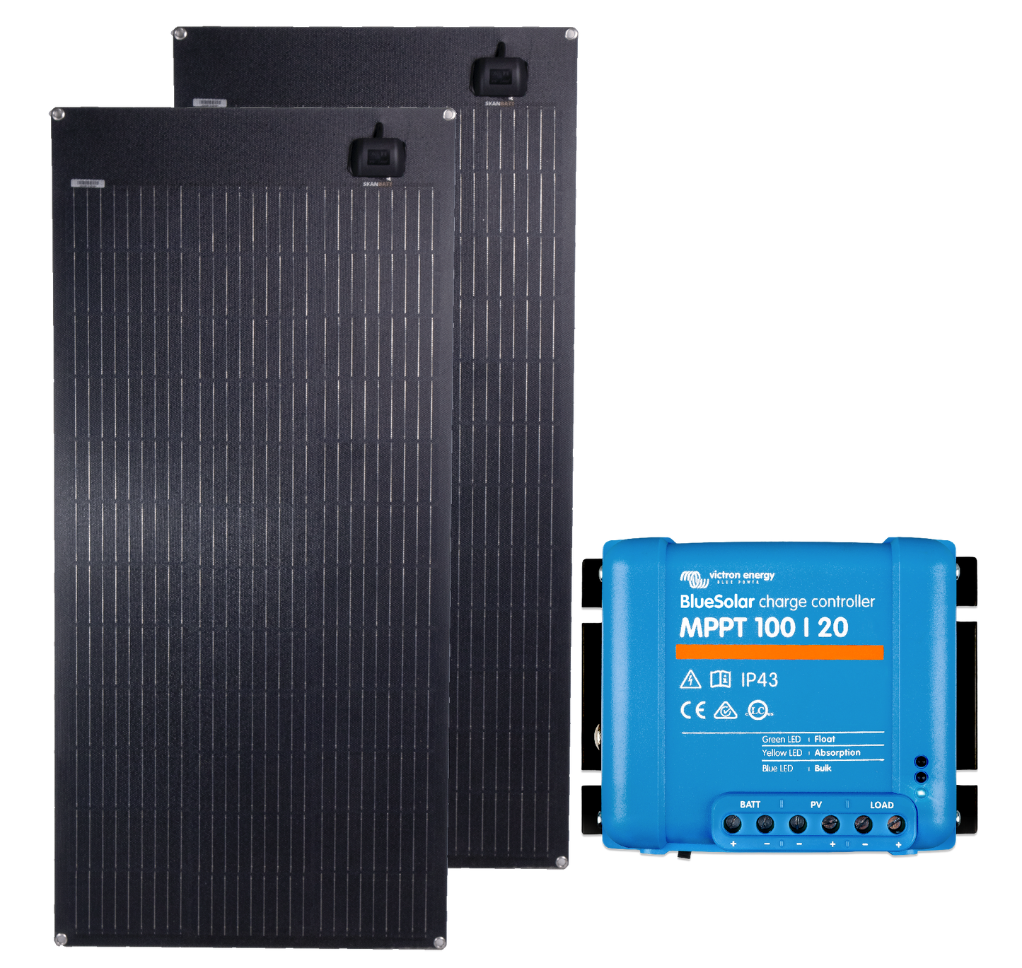 SKAN-VIC SFLEX 220W (2x110W) Flexipanel komplett kit med VICTRON MPPT 100/20