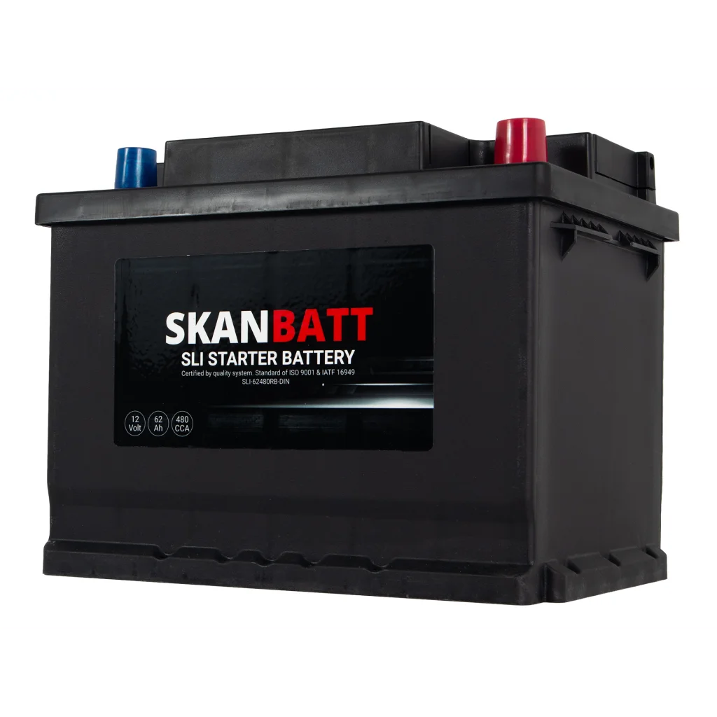 SKANBATT SLI Startbatteri 12V 62AH 480CCA (242x175x190mm) +R