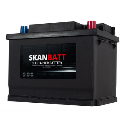 SKANBATT SLI Startbatteri 12V 62AH 480CCA (242x175x190mm) +R