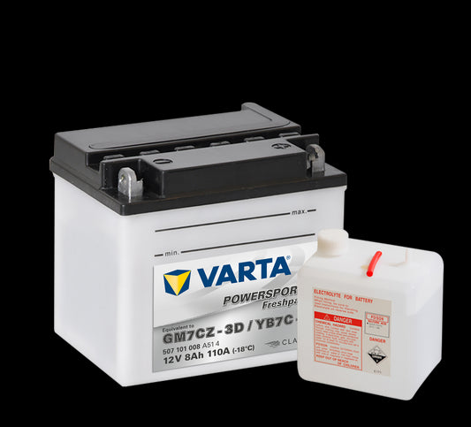 VARTA MC Batteri 12V 7AH 110CCA (130x90x114mm) +høyre YB7C-A