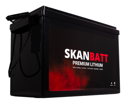 SKANBATT Premium Lithium - 12V 325Ah 200A BMS - 345x190x245mm - Bluetooth - Heat - 8 Års garanti