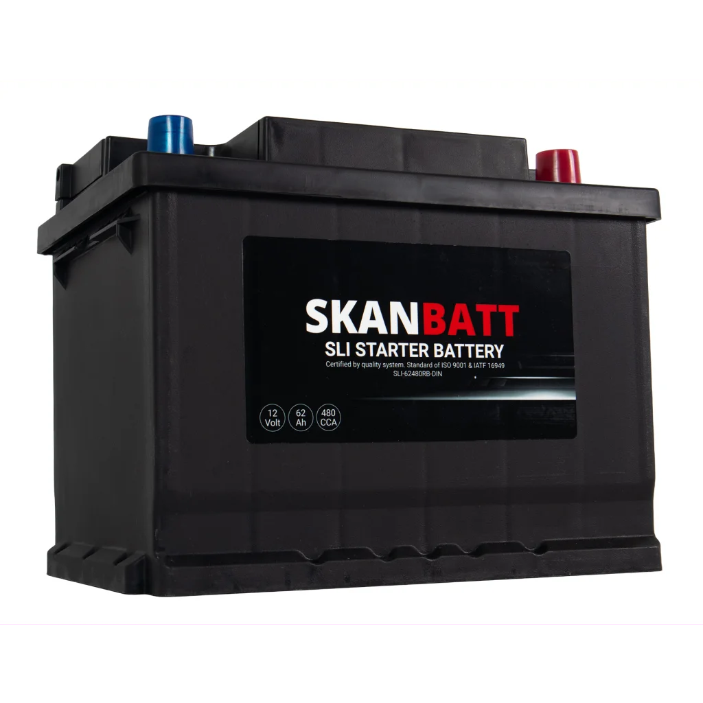 SKANBATT SLI Startbatteri 12V 62AH 480CCA (242x175x190mm) +R