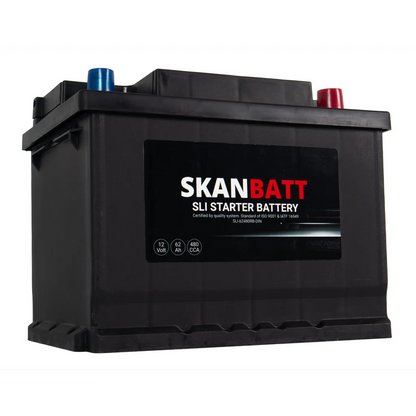 SKANBATT SLI Startbatteri 12V 62AH 480CCA (242x175x190mm) +R