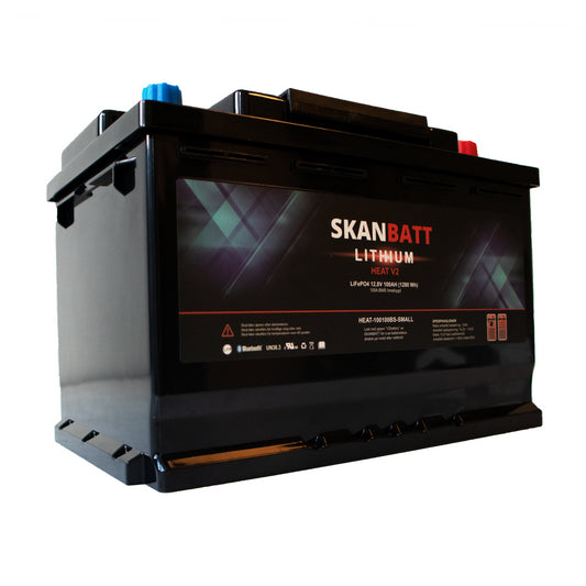 SKANBATT V2 Lithium HEAT Batteri 12V 100Ah 100A BMS - SMALL (279x176x190mm) - Image 1