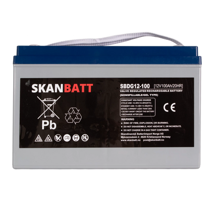 SKANBATT GEL Deep Cycle Batteri 12V 100AH (328x169x222mm) +venstre