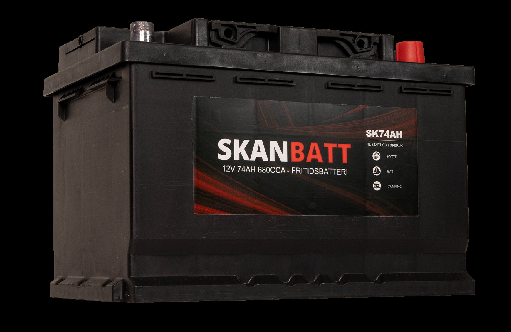 SKANBATT Fritidsbatteri 12V 74AH 680CCA (278x175x190/190mm) +høyre - Image 6