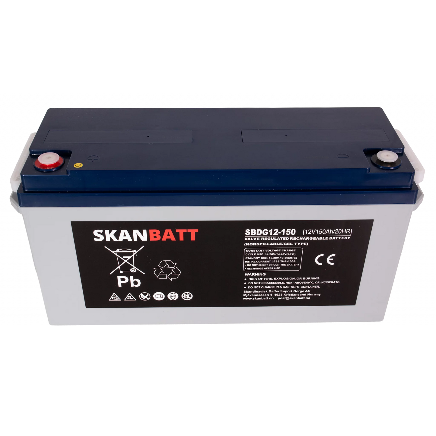 SKANBATT GEL Deep Cycle Batteri 12V 150AH (483x170x241mm) +venstre