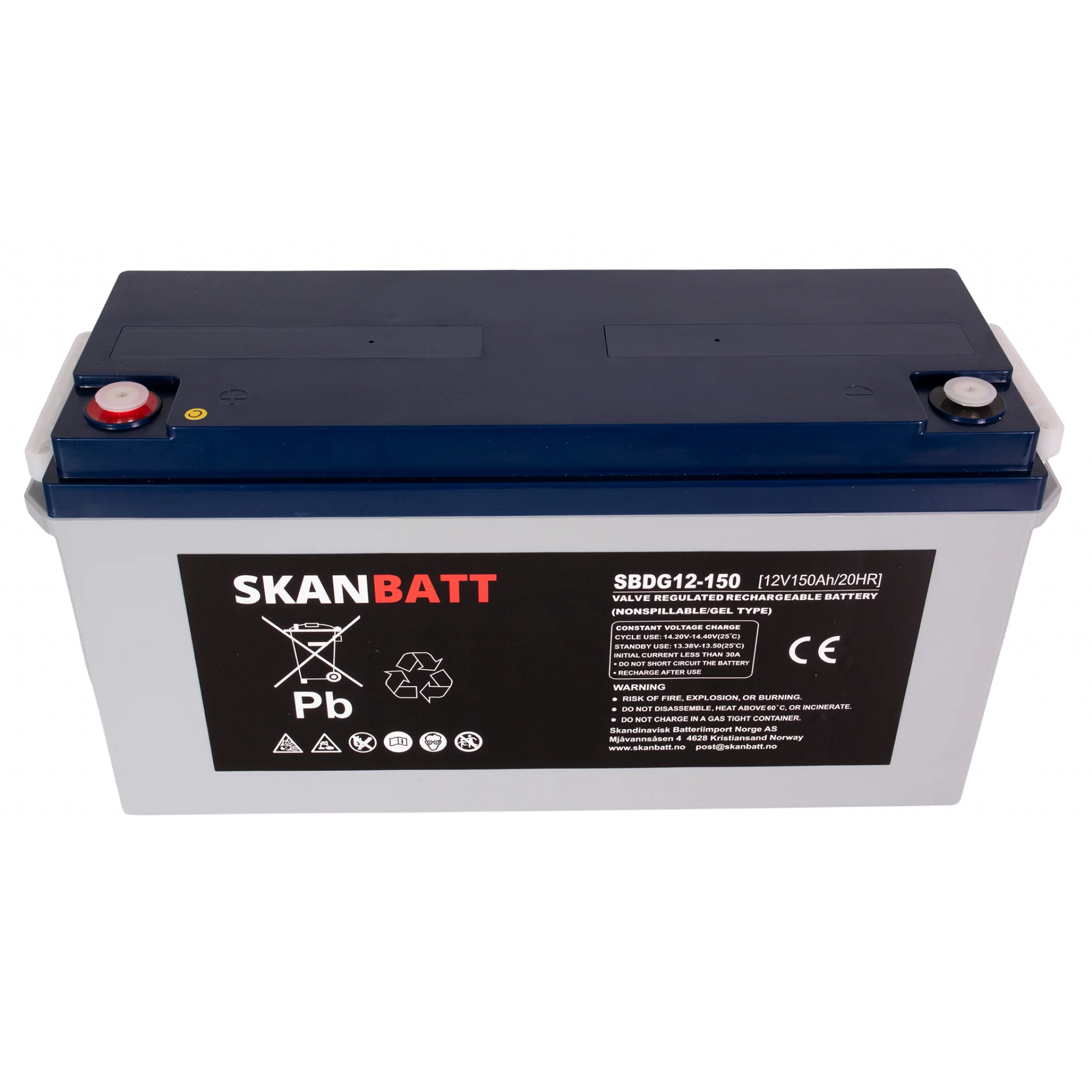 SKANBATT GEL Deep Cycle Batteri 12V 150AH (483x170x241mm) +venstre