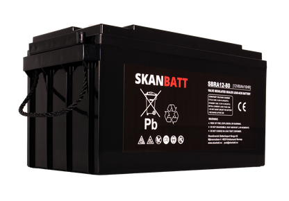 SKANBATT AGM Deep Cycle Batteri 12V 80AH C10 (350x167x182mm) +venstre