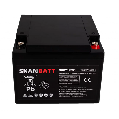 SKANBATT AGM Batteri 12V 28AH (166x175x125mm) M5