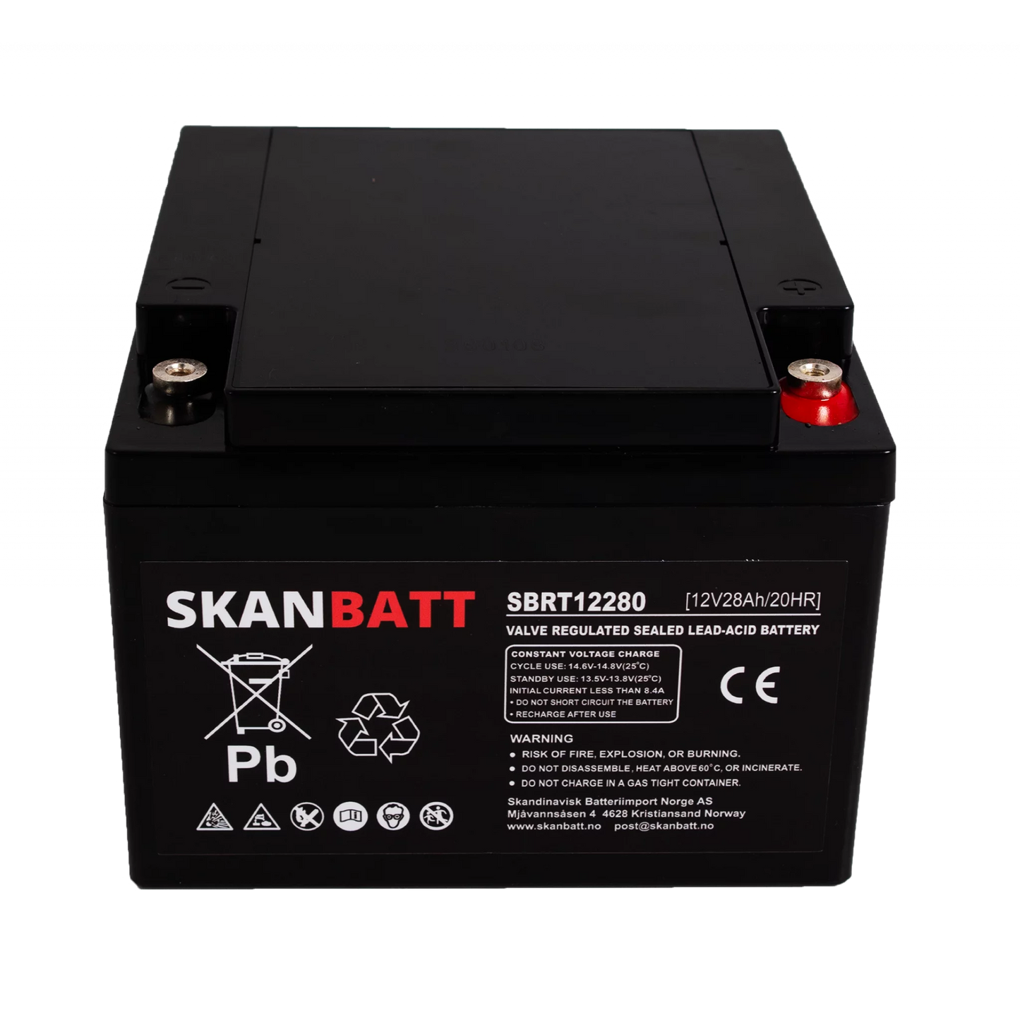 SKANBATT AGM Batteri 12V 28AH (166x175x125mm) M5