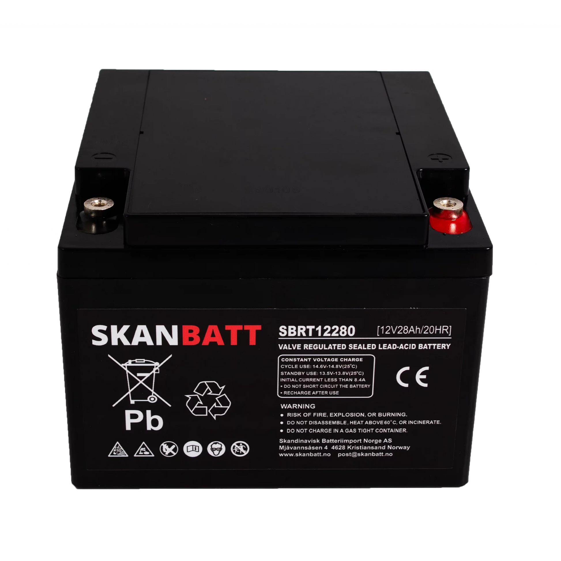 SKANBATT AGM Batteri 12V 28AH (166x175x125mm) M5