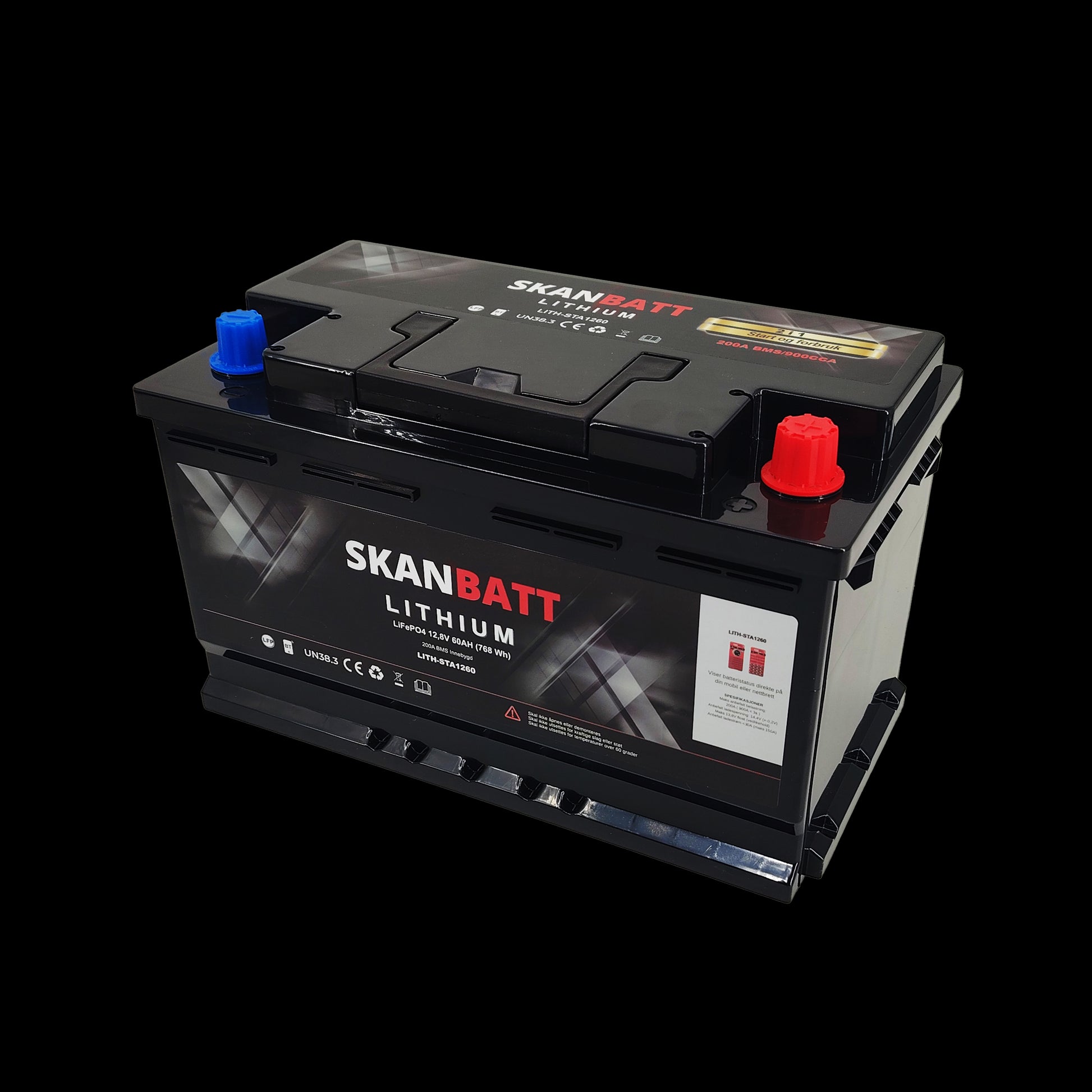 SKANBATT Lithium Start- og forbruksbatteri 12V 60Ah 900CA - Bluetooth - Image 5