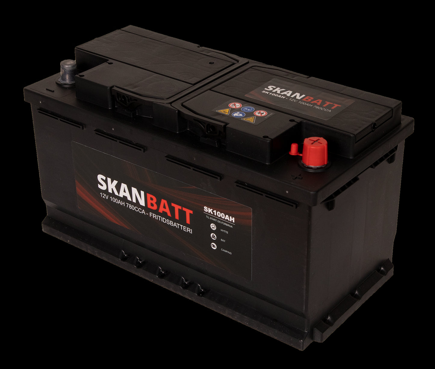 SKANBATT Fritidsbatteri 12V 100AH 780CCA (354x175x190/190mm) +høyre - Image 7