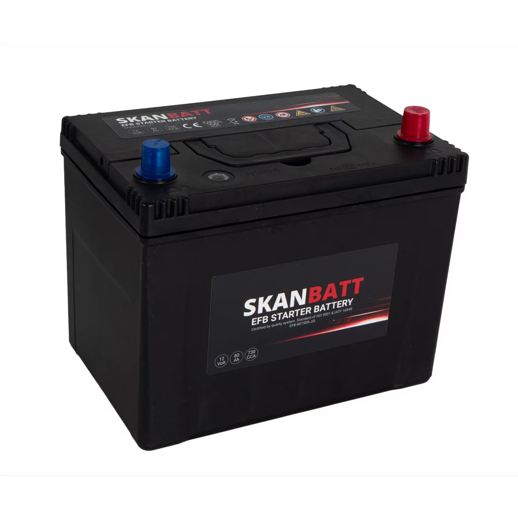 SKANBATT EFB Startbatteri 12V 80AH 730CCA (260x174x225mm) +R