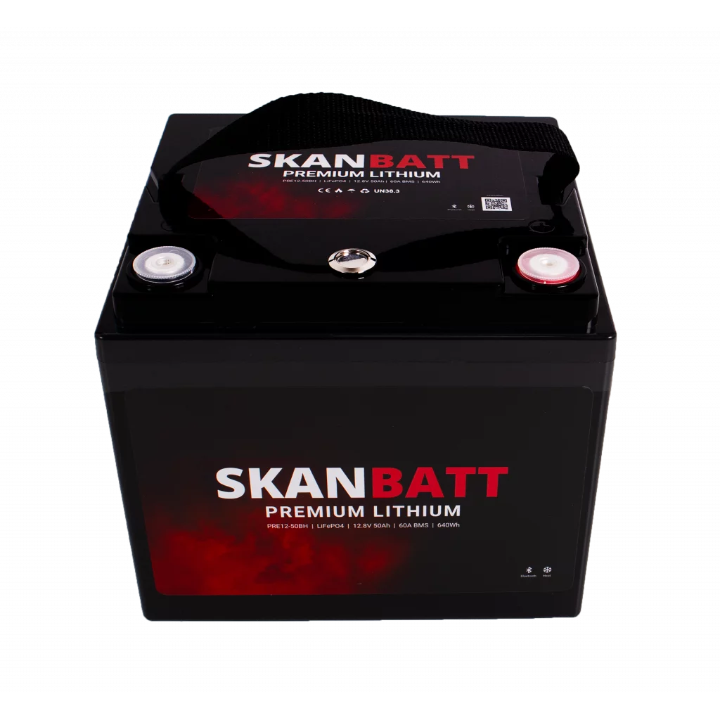 Produktbilde 4 av SKANBATT Premium Lithium - 12V 50Ah 60A BMS - 196x168x175mm - Bluetooth - Heat - 8 Års garanti